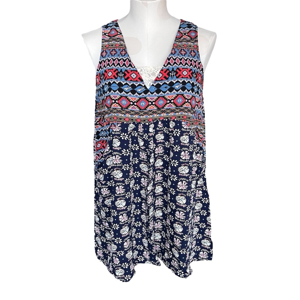 Umgee Aztec pattern mini dress with pockets Small